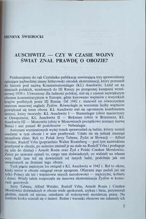 Raporty uciekinierów z KL Auschwitz - fragment