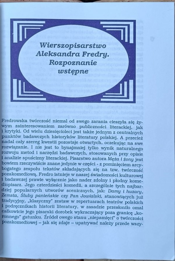 Marian Ursel • O wierszach Aleksandra Fredry. Fredro