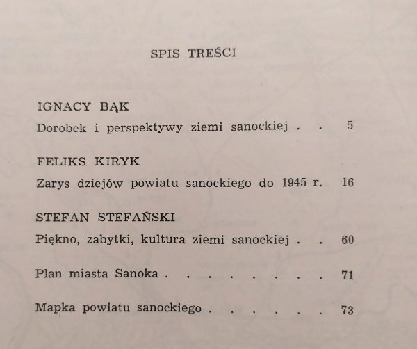 red. Jerzy Domański Ziemia sanocka - spis treści