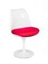 Krzesło TULIP białe z czerwoną poduszką - ABS, podstawa metalowa