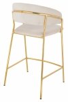 Krzesło barowe MARGO 65 beżowe - welur, podstawa złota