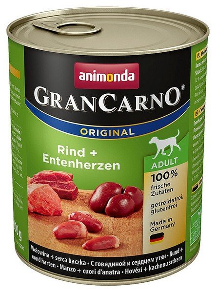 Animonda GranCarno Adult Rind Entenherzen Wołowina + Serca kacze puszka 800g