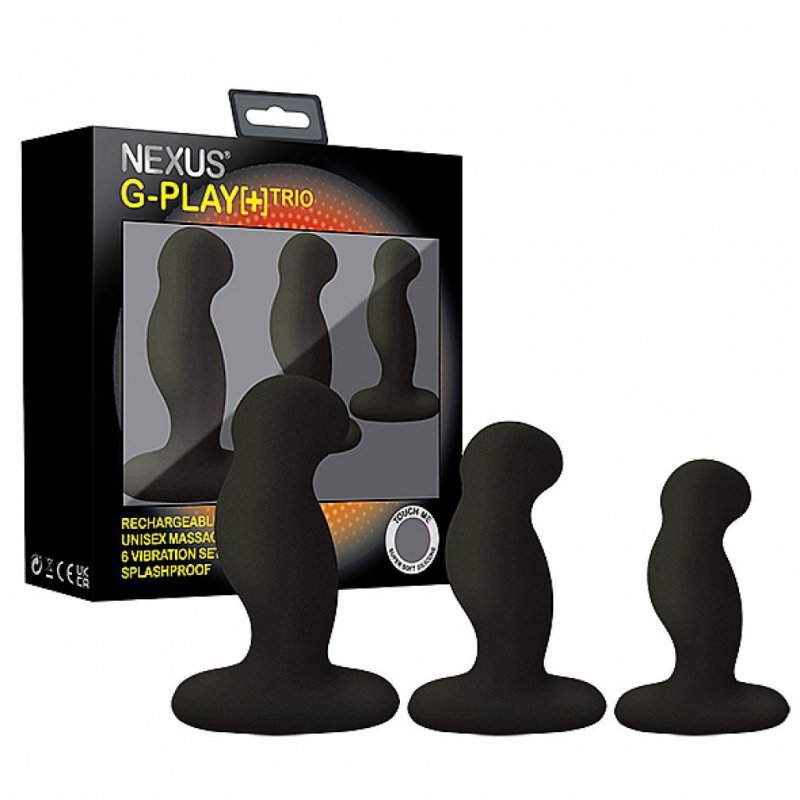 Zestaw wibrujących korków analnych - Nexus G-Play Trio+ Black