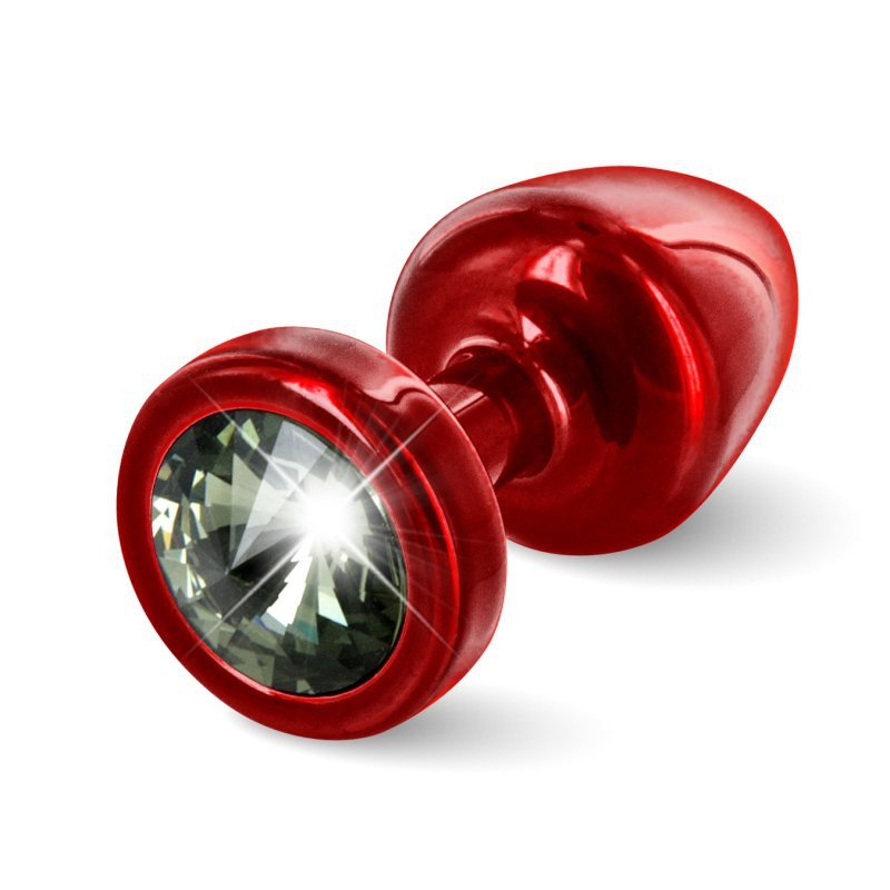 Plug analny zdobiony - Diogol Anni Butt Plug Round Red & Black 25 mm
