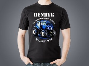Koszulka czarna personalizowana męska Najprzystojniejszy rolnik w całej wsi 6 - Studioix.pl