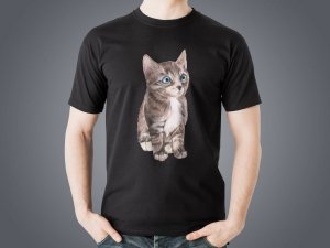Koszulka czarna personalizowana kot bury - Studioix.pl