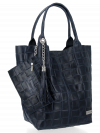 Kožené kabelka shopper bag Vittoria Gotti tmavě modrá B22