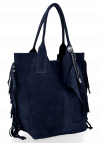 Kožené kabelka shopper bag Vittoria Gotti tmavě modrá B16