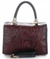 Kožené kabelka kufřík Genuine Leather bordová 214E