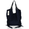 Kožené kabelka shopper bag Vittoria Gotti tmavě modrá B10