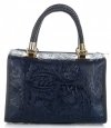 Kožené kabelka kufřík Genuine Leather tmavě modrá 214E