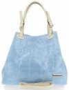 Kožené kabelka shopper bag Vittoria Gotti světle modrá V692754