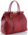 Kožené kabelka kufřík Genuine Leather červená 7727