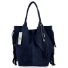 Kožené kabelka shopper bag Vittoria Gotti tmavě modrá B16