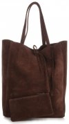 Kožené kabelka shopper bag Vera Pelle čokoládová 601