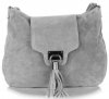 Kožené kabelka listonoška Genuine Leather světle šedá 4022