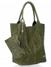 Kožené kabelka shopper bag Vittoria Gotti khaki B22