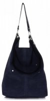 Kožené kabelka shopper bag Vittoria Gotti tmavě modrá V3292C