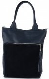 Kožené kabelka shopper bag Vittoria Gotti tmavě modrá V270
