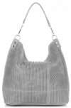 Kožené kabelka shopper bag Vittoria Gotti světle šedá V80051