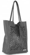 Kožené kabelka shopper bag Vittoria Gotti šedá V577