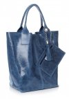 Kožené kabelka shopper bag Genuine Leather modrá 788