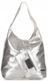 Kožené kabelka shopper bag Vittoria Gotti stříbrná V5012