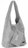 Kožené kabelka shopper bag Vittoria Gotti světle šedá V8804