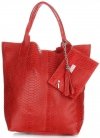 Bőr táska shopper bag Genuine Leather piros 777