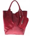 Bőr táska shopper bag Genuine Leather piros 555