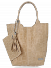 Bőr táska shopper bag Vittoria Gotti bézs B22