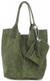 Bőr táska shopper bag Genuine Leather zöld 801
