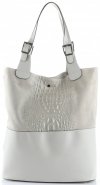 Bőr táska shopper bag Genuine Leather világosszürke 216