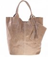 Bőr táska shopper bag Genuine Leather bézs 555