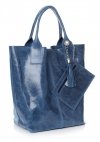 Bőr táska shopper bag Genuine Leather kék 788