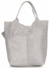 Bőr táska shopper bag Genuine Leather világosszürke 777