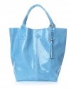 Bőr táska shopper bag Genuine Leather égszínkék 555