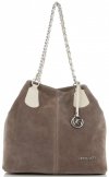 Vittoria Gotti Modna Torebka Skórzana Ekskluzywny Shopper Made in Italy Ziemista