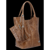 Uniwersalna Torebka Skórzana XL Shopper Bag w motyw zwierzęcy firmy Vittoria Gotti Ziemista