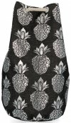 Modny Plecak Damski Pojemny Worek XL w modny wzór Ananasów Czarno Srebrny