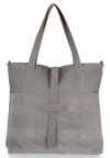 Uniwersalne Torebki Damskie Shopper w rozmiarze XL firmy Roberto Ricci Zamsz Naturalny/Skóra Eko Szara