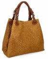 Modna Torebka Skórzana Shopper Bag 2269-J Musztarda