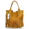 Firmowy Włoski Shopper w stylu Boho Vittoria Gotti Musztarda