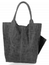 Modne Torebki Skórzane Shopper Bag XL z Etui firmy Vittoria Gotti Ciemno Szara