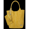 Modne Torebki Skórzane Shopper Bag XL z Etui firmy Vittoria Gotti Żółta
