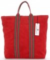 Vittoria Gotti Torebki Skórzane w modne paski Firmowy Shopper Made in Italy z funkcją Plecaczka Czerwona