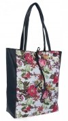 Torebka Damska XL Shopper Bag w Kwiaty firmy Hernan HB0253K Granatowa/Różowa