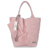 Włoskie Torebki Skórzane Shopper Bag w motyw aligatora firmy Vittoria Gotti Pudrowy Róż
