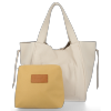 Vittoria Gotti Włoska Torebka Skórzana Shopper Bag z Kosmetyczką Beżowa