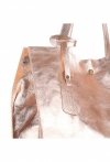 Torba Skórzana Shopper Bag z Kosmetyczką Rose Gold